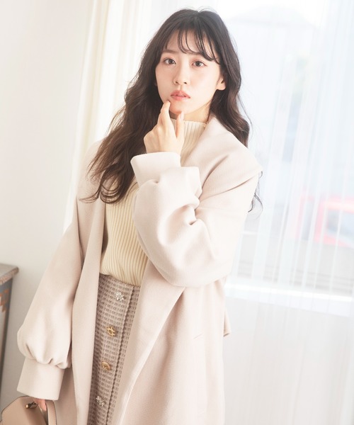 MIIA（ミーア）の「マルチ釦ツイード台形ミニスカート（スカート・レディース・ライトグレー/ブラック/モカ・FREE）」の4枚目の写真