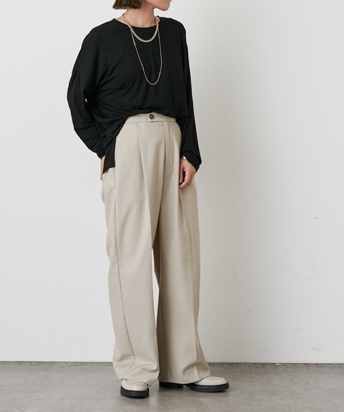 Omekashi（オメカシ）の「センタープレスタックパンツ（その他パンツ・レディース・チャコールグレー/ベージュ/パープル/オフホワイト/ピンク/モカ・38/36）」の14枚目の写真