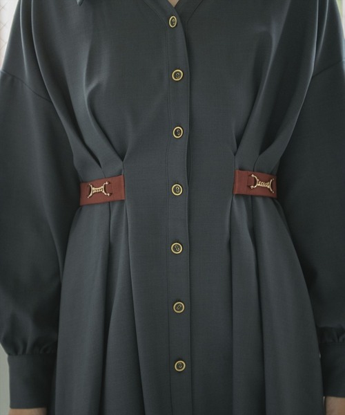 REDYAZEL（レディアゼル）の「シャツ襟7分袖ベルトビットミニ