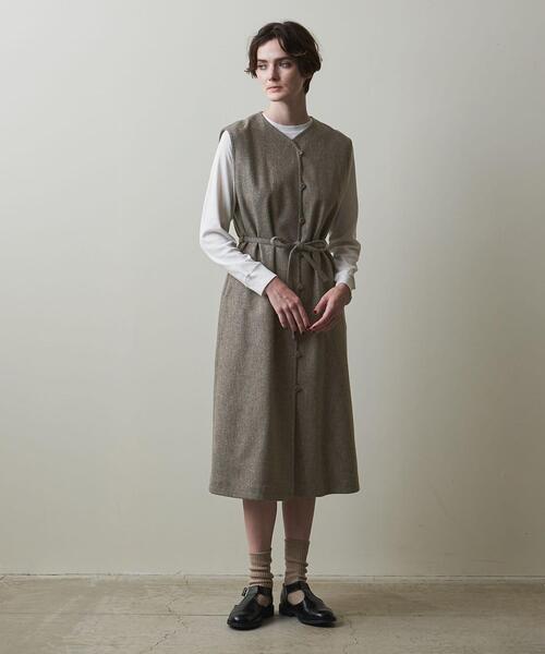 [美品]steven alan 2.6万シャツワンピース　フリーサイズ　淡グレー 美品]steven alan 2.6万シャツワンピース フリーサイズ 淡グレー