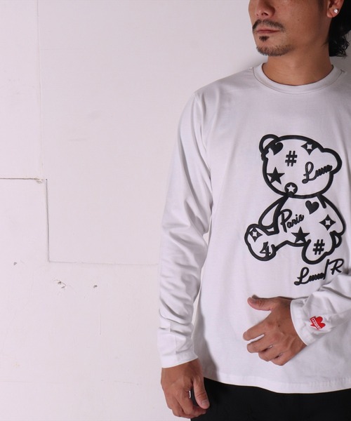 LUXE/R(ラグジュ)の「(RM)【ユニセックス】【LUXE/R】モノグラム & くまさん プリント 長袖 Tシャツ(Tシャツ/カットソー・メンズ・ホワイト/ブラック/グレー・LARGE/MEDIUM)」の6枚目の写真