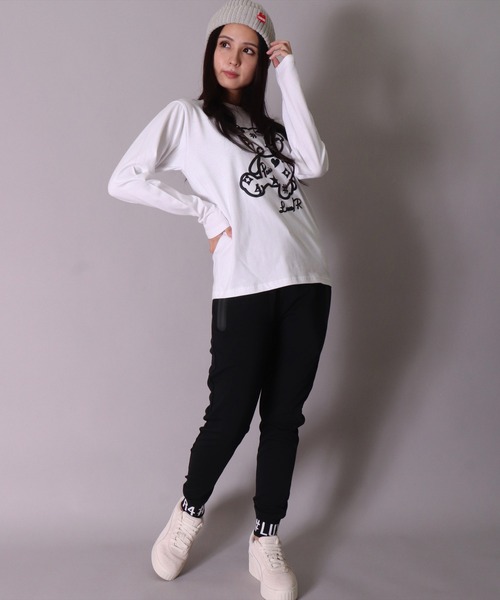 LUXE/R(ラグジュ)の「(RM)【ユニセックス】【LUXE/R】モノグラム & くまさん プリント 長袖 Tシャツ(Tシャツ/カットソー・メンズ・ホワイト/ブラック/グレー・LARGE/MEDIUM)」の8枚目の写真