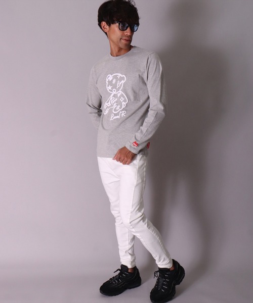 LUXE/R(ラグジュ)の「(RM)【ユニセックス】【LUXE/R】モノグラム & くまさん プリント 長袖 Tシャツ(Tシャツ/カットソー・メンズ・ホワイト/ブラック/グレー・LARGE/MEDIUM)」の11枚目の写真