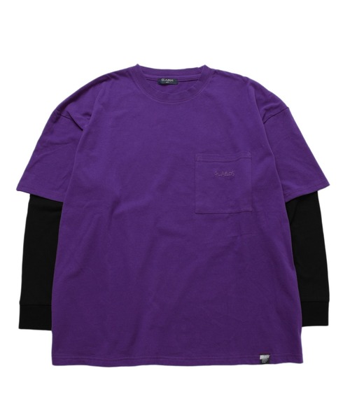 GLAZOS（グラソス）の「ビッグシルエット・袖レイヤードポケット刺繍Tシャツ（Tシャツ/カットソー・キッズ・ブラック/チャコールグレー/パープル・140cm/160cm/150cm/170cm）」の8枚目の写真