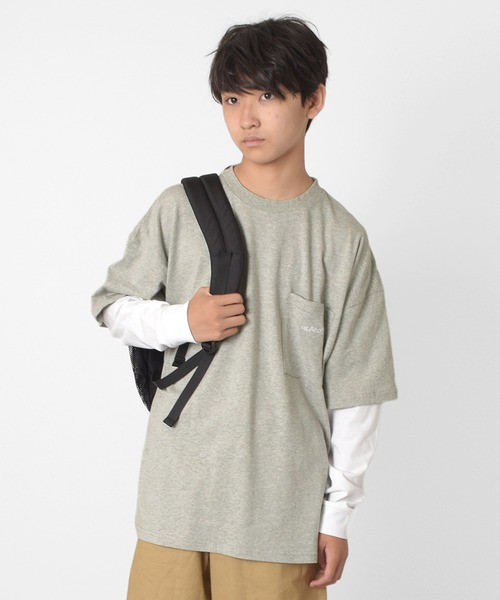 GLAZOS（グラソス）の「ビッグシルエット・袖レイヤードポケット刺繍Tシャツ（Tシャツ/カットソー・キッズ・ブラック/チャコールグレー/パープル・140cm/160cm/150cm/170cm）」の20枚目の写真