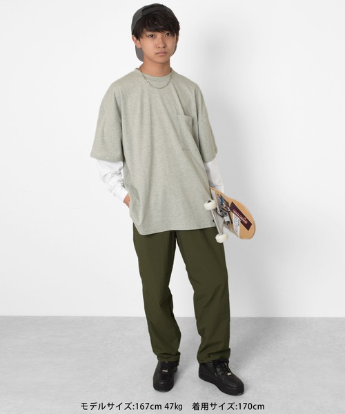 GLAZOS（グラソス）の「ビッグシルエット・袖レイヤードポケット刺繍Tシャツ（Tシャツ/カットソー・キッズ・ブラック/チャコールグレー/パープル・140cm/160cm/150cm/170cm）」の18枚目の写真