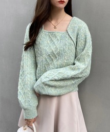 INGNI | ふわふわメランジケーブル柄スクエアネックニット(ニット/セーター)