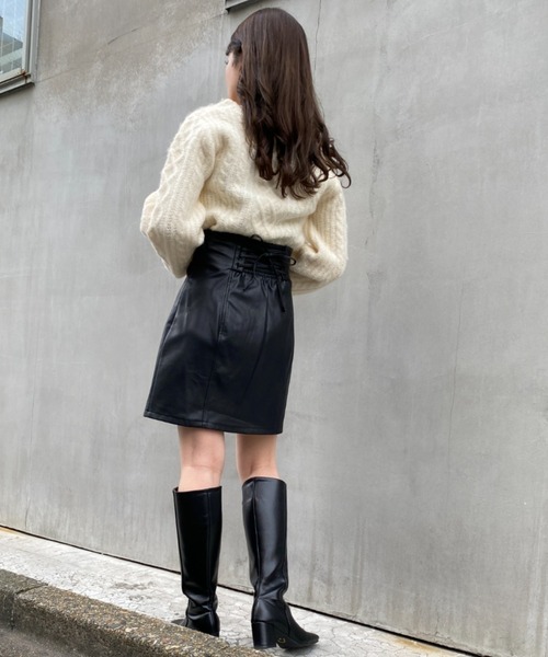 INGNI（イング）の「ふわふわメランジケーブル柄スクエアネックニット（ニット/セーター・レディース・アイボリー/ラベンダー/ミント・M）」の13枚目の写真