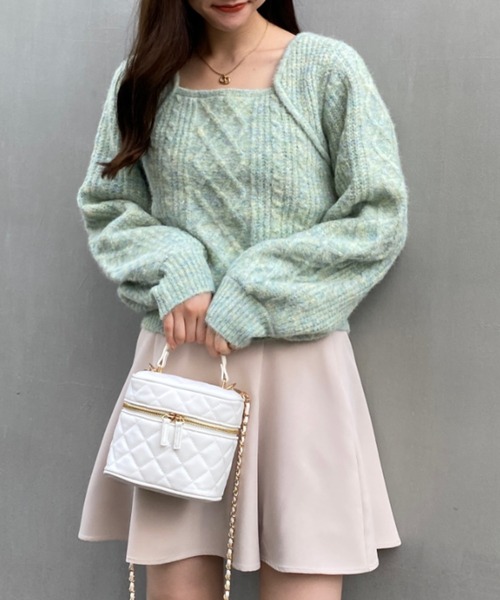 INGNI（イング）の「ふわふわメランジケーブル柄スクエアネックニット（ニット/セーター・レディース・アイボリー/ラベンダー/ミント・M）」の15枚目の写真