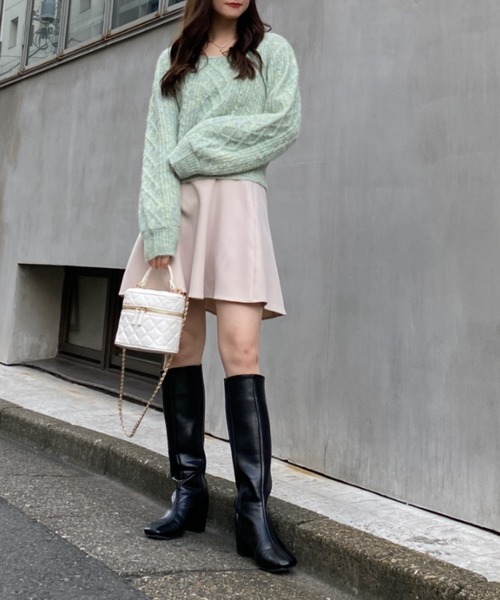 INGNI（イング）の「ふわふわメランジケーブル柄スクエアネックニット（ニット/セーター・レディース・アイボリー/ラベンダー/ミント・M）」の16枚目の写真