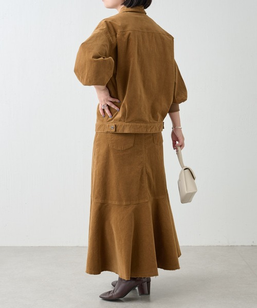 BEARDSLEY（ビアズリー）の「コーデュロイ裾フレアマーメイドスカート：低身長・高身長・セットアップアイテム有 ウエストゴム（スカート・レディース・キャメル・S/M）」の10枚目の写真