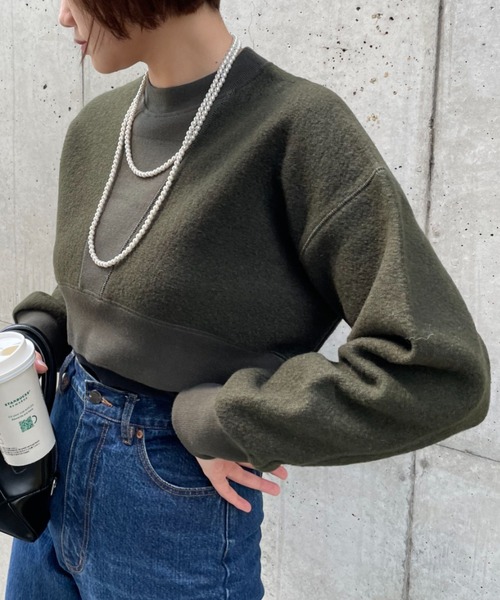 CIAOPANIC（チャオパニック）の「【CPC SCAMP】ウールショートスウェット（スウェット・レディース・チャコールグレー/オフホワイト/カーキ・FREE）」の3枚目の写真