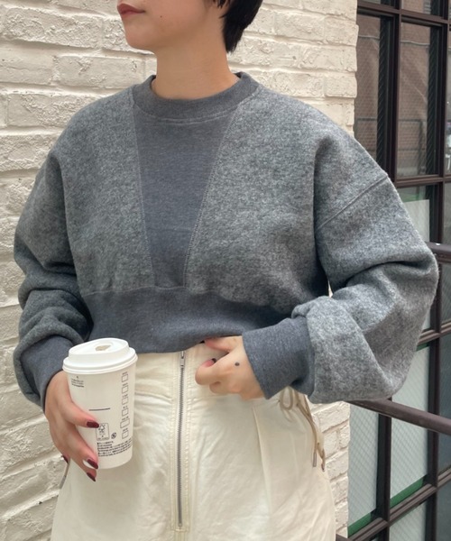 CIAOPANIC（チャオパニック）の「【CPC SCAMP】ウールショートスウェット（スウェット・レディース・チャコールグレー/オフホワイト/カーキ・FREE）」の2枚目の写真