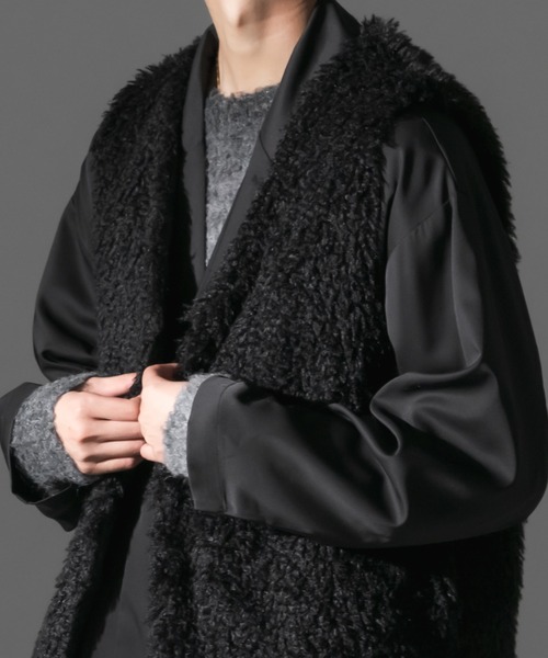 Adoon plain（アドーンプレーン）の「【Adoon plain】フェイクファーベスト（ベスト・メンズ・ブラック・MEDIUM/LARGE）」の11枚目の写真