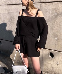 SPIRALGIRL | レイヤード風カシュクールニットセットアップ(ワンピース)