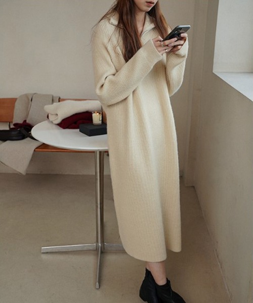 SETUP7(セットアップセブン)の「【SETUP7】ハーフジップハイネックニットワンピース SCCH266(ワンピース・レディース・ブラック/ピンク/アイボリー/グレー・FREE)」の20枚目の写真