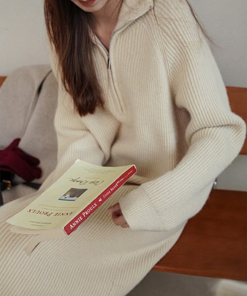 SETUP7(セットアップセブン)の「【SETUP7】ハーフジップハイネックニットワンピース SCCH266(ワンピース・レディース・ブラック/ピンク/アイボリー/グレー・FREE)」の16枚目の写真