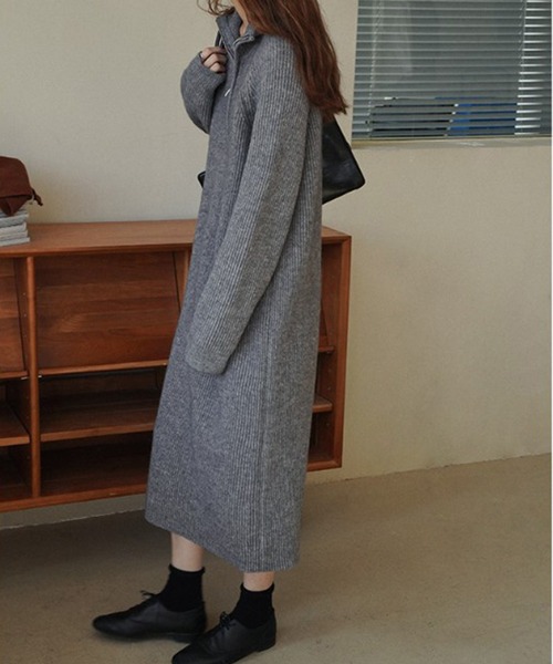 SETUP7(セットアップセブン)の「【SETUP7】ハーフジップハイネックニットワンピース SCCH266(ワンピース・レディース・ブラック/ピンク/アイボリー/グレー・FREE)」の11枚目の写真