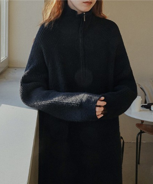 SETUP7(セットアップセブン)の「【SETUP7】ハーフジップハイネックニットワンピース SCCH266(ワンピース・レディース・ブラック/ピンク/アイボリー/グレー・FREE)」の19枚目の写真