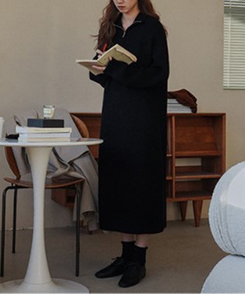 SETUP7(セットアップセブン)の「【SETUP7】ハーフジップハイネックニットワンピース SCCH266(ワンピース・レディース・ブラック/ピンク/アイボリー/グレー・FREE)」の12枚目の写真