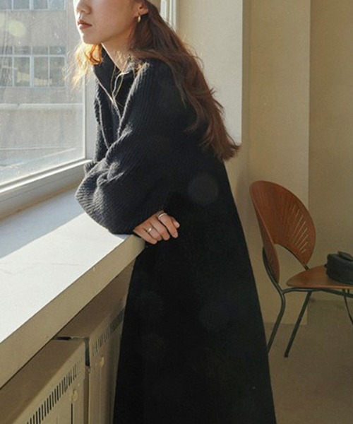 SETUP7(セットアップセブン)の「【SETUP7】ハーフジップハイネックニットワンピース SCCH266(ワンピース・レディース・ブラック/ピンク/アイボリー/グレー・FREE)」の9枚目の写真