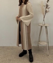 【apres jour clair】ジャガードロングベスト【ZOZOTOWN限定アイテム】