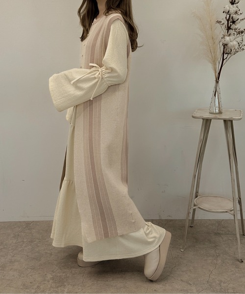 apres jour clair(アプレジュールクレア)の「【apres jour clair】ジャガードロングベスト【ZOZOTOWN限定アイテム】(ベスト・レディース・アイボリー/ブラウン系その他・X-LARGE/フリー)」の5枚目の写真
