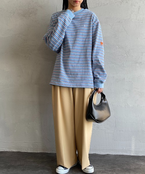 UNIVERSAL OVERALL（ユニバーサルオーバーオール）の「【men's FUDGE 7月号掲載】[UNIVERSAL OVERALL/ユニバーサルオーバーオール] 別注 ロングスリーブポケットTシャツ（Tシャツ/カットソー・レディース・ホワイト/ホワイト系/グリーン系/ブルー系/サックスブルー/ブラック/ネイビー・S/M/L）」の10枚目の写真