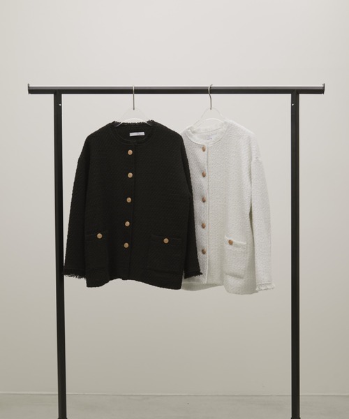 セール】ツイードオーバージャケット（ノーカラージャケット）｜Aunt