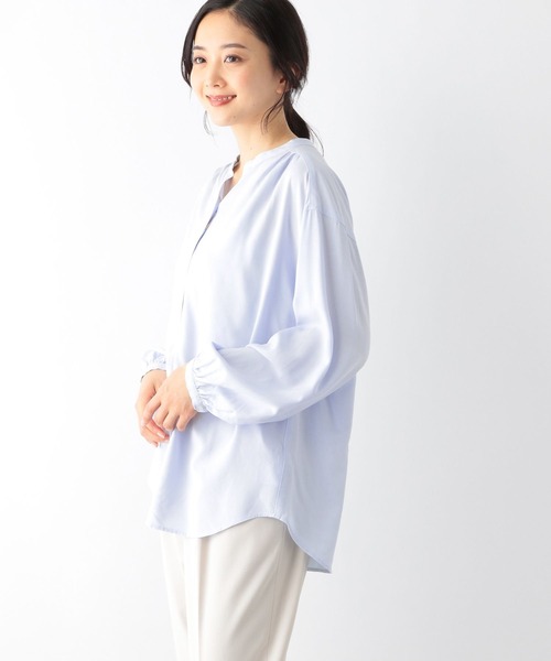 GLOBAL WORK（グローバルワーク）の「さらさらリラックスブラウス長袖/163455（シャツ/ブラウス・レディース・ブラック/オフホワイト/ライトグリーン/クリアブルー/グレイッシュベージュ/ライトオレンジ系・SMALL/MEDIUM/LARGE）」の6枚目の写真