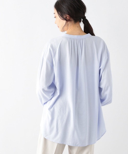 GLOBAL WORK（グローバルワーク）の「さらさらリラックスブラウス長袖/163455（シャツ/ブラウス・レディース・ブラック/オフホワイト/ライトグリーン/クリアブルー/グレイッシュベージュ/ライトオレンジ系・SMALL/MEDIUM/LARGE）」の14枚目の写真