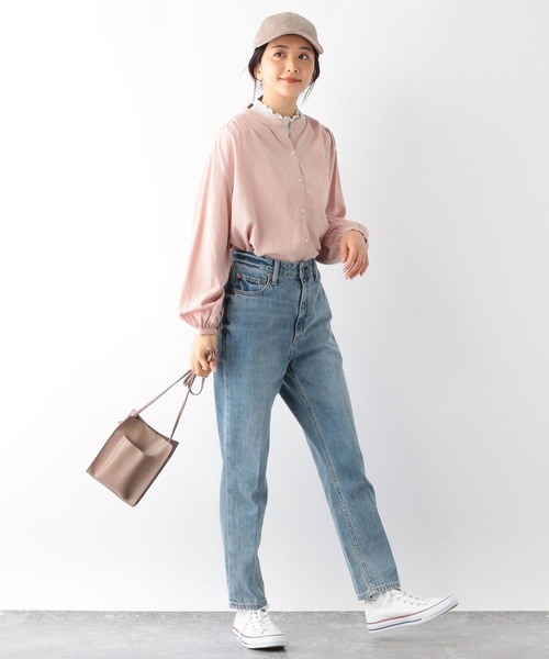 GLOBAL WORK（グローバルワーク）の「さらさらリラックスブラウス長袖/163455（シャツ/ブラウス・レディース・ブラック/オフホワイト/ライトグリーン/クリアブルー/グレイッシュベージュ/ライトオレンジ系・SMALL/MEDIUM/LARGE）」の19枚目の写真