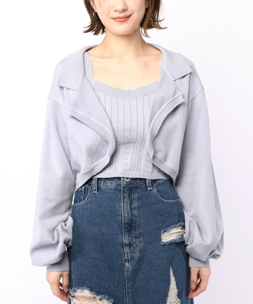 SPIRALGIRL（スパイラルガール）の「ニットジャケットアンサンブル（アンサンブル・レディース・パープル/ホワイト/ブラック・FREE）」の9枚目の写真