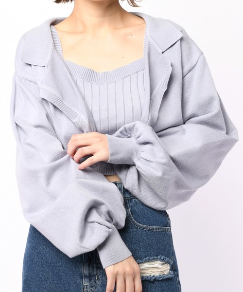 SPIRALGIRL（スパイラルガール）の「ニットジャケットアンサンブル（アンサンブル・レディース・パープル/ホワイト/ブラック・FREE）」の13枚目の写真