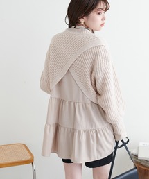 natural couture | WEB限定カラーあり/ショート畦ニット×シャツチュニックセット(チュニック)