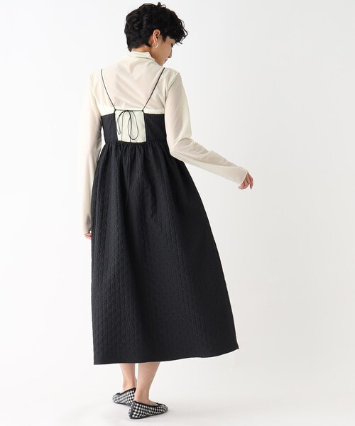 OPAQUE.CLIP(オペークドットクリップ)の「◆ふくれジャカード キャミワンピース(ワンピース・レディース・ブルー/ブラック・36/38)」の8枚目の写真