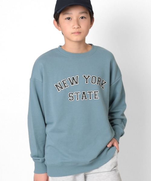 GLAZOS（グラソス）の「裏毛・カレッジプリントトレーナー【セットアップ対応】（スウェット・キッズ・ブルー/オートミール/グレー・150cm/140cm/160cm/170cm）」の3枚目の写真