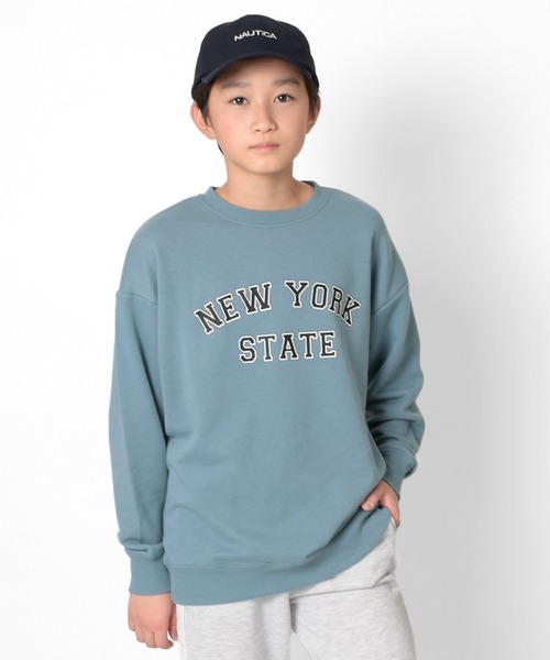 GLAZOS（グラソス）の「裏毛・カレッジプリントトレーナー【セットアップ対応】（スウェット・キッズ・ブルー/オートミール/グレー・150cm/140cm/160cm/170cm）」の6枚目の写真