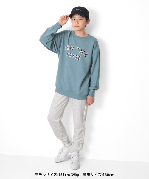 GLAZOS（グラソス）の「裏毛・カレッジプリントトレーナー【セットアップ対応】（スウェット・キッズ・ブルー/オートミール/グレー・150cm/140cm/160cm/170cm）」の4枚目の写真