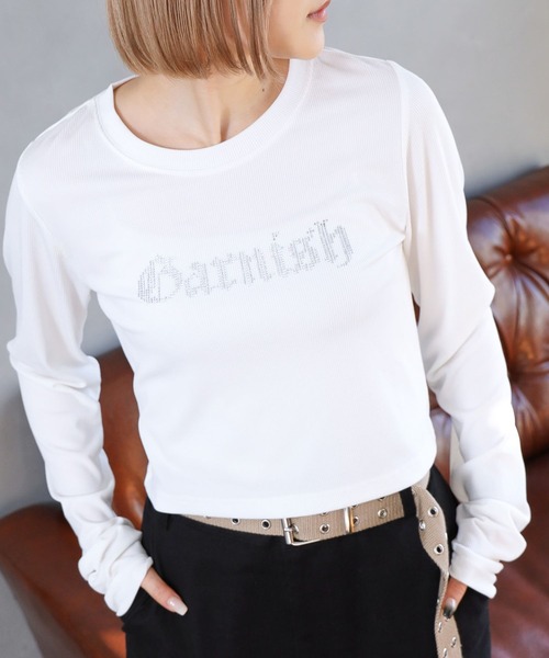 PBLIM（ページボーイリム）の「PAGEBOYLIM/ラインストーンT（Tシャツ/カットソー・レディース・ブラック/オフホワイト・FREE）」の6枚目の写真