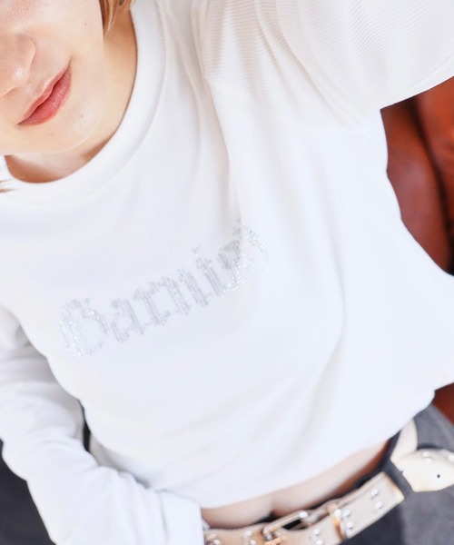 PBLIM（ページボーイリム）の「PAGEBOYLIM/ラインストーンT（Tシャツ/カットソー・レディース・ブラック/オフホワイト・FREE）」の4枚目の写真