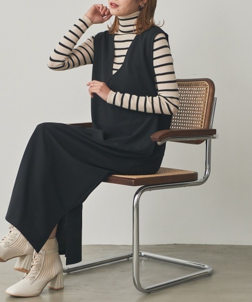 nissen（ニッセン）の「２点セット（ボリューム袖ブラウス＋ジャンパースカート）（セットアップ・レディース・モカ/ブラック・S/L/M/LL）」の21枚目の写真