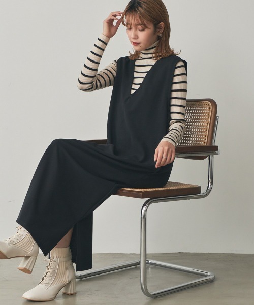 nissen（ニッセン）の「２点セット（ボリューム袖ブラウス＋ジャンパースカート）（セットアップ・レディース・モカ/ブラック・S/L/M/LL）」の12枚目の写真