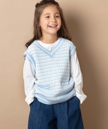 a.v.v（アーヴェヴェ）の「[120-130]【2点セット】ツイード風ニットベストセット（ベスト・キッズ）」