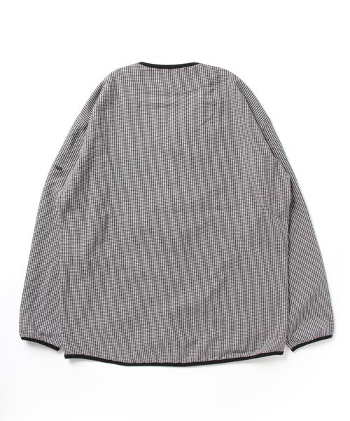 Grand PARK（グランドパーク）の「ギンガムサッカーノーカラーブルゾン（ライダースジャケット・メンズ・チェック/ベージュ/ネイビー・LARGE/MEDIUM）」の4枚目の写真