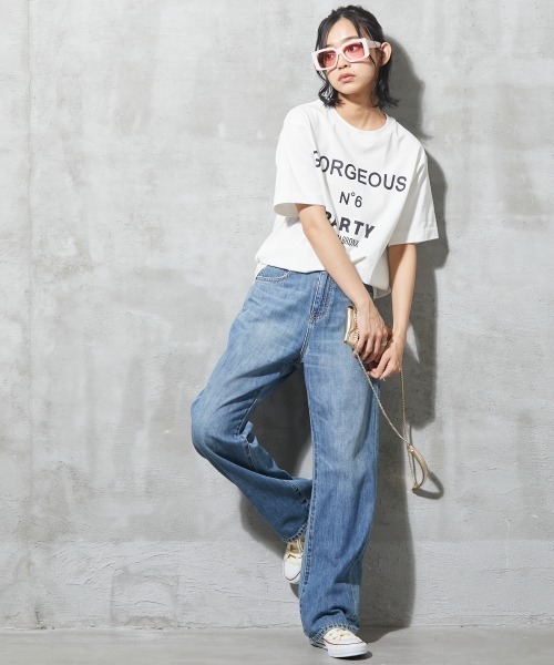 GEVS.(ジェイヴィス)の「<大きいサイズ> ライトオンスデニムワイドストレートパンツ GEVS.(デニムパンツ・レディース・ブルー系/ライトブルー・80/84/88/92/96/98/122/114/106)」の8枚目の写真