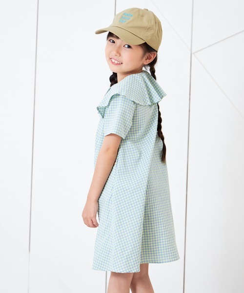MAKE YOUR DAY(メイクユアデイ)の「ビッグカラーシャツワンピース■80~140cm(シャツワンピース・キッズ・ブラック/サックスブルー/ストライプ・80/90/100/110/120/130/140)」の1枚目の写真