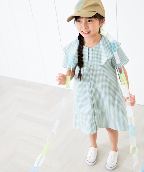 MAKE YOUR DAY(メイクユアデイ)の「ビッグカラーシャツワンピース■80~140cm(シャツワンピース・キッズ・ブラック/サックスブルー/ストライプ・80/90/100/110/120/130/140)」の7枚目の写真