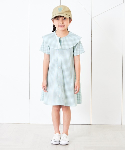 MAKE YOUR DAY(メイクユアデイ)の「ビッグカラーシャツワンピース■80~140cm(シャツワンピース・キッズ・ブラック/サックスブルー/ストライプ・80/90/100/110/120/130/140)」の8枚目の写真