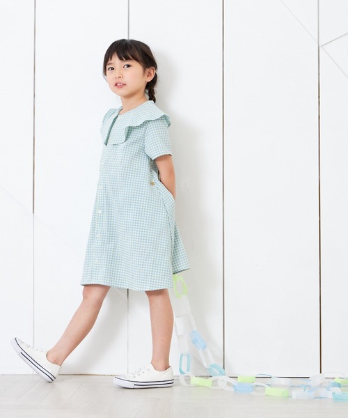 MAKE YOUR DAY(メイクユアデイ)の「ビッグカラーシャツワンピース■80~140cm(シャツワンピース・キッズ・ブラック/サックスブルー/ストライプ・80/90/100/110/120/130/140)」の11枚目の写真
